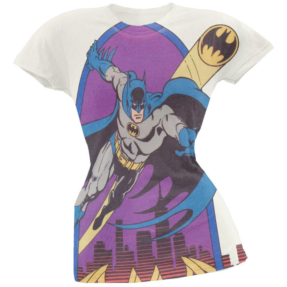 Batman - Bat Signal Juniors Soft T-Shirt Juniors T-Shirts Batman XL White