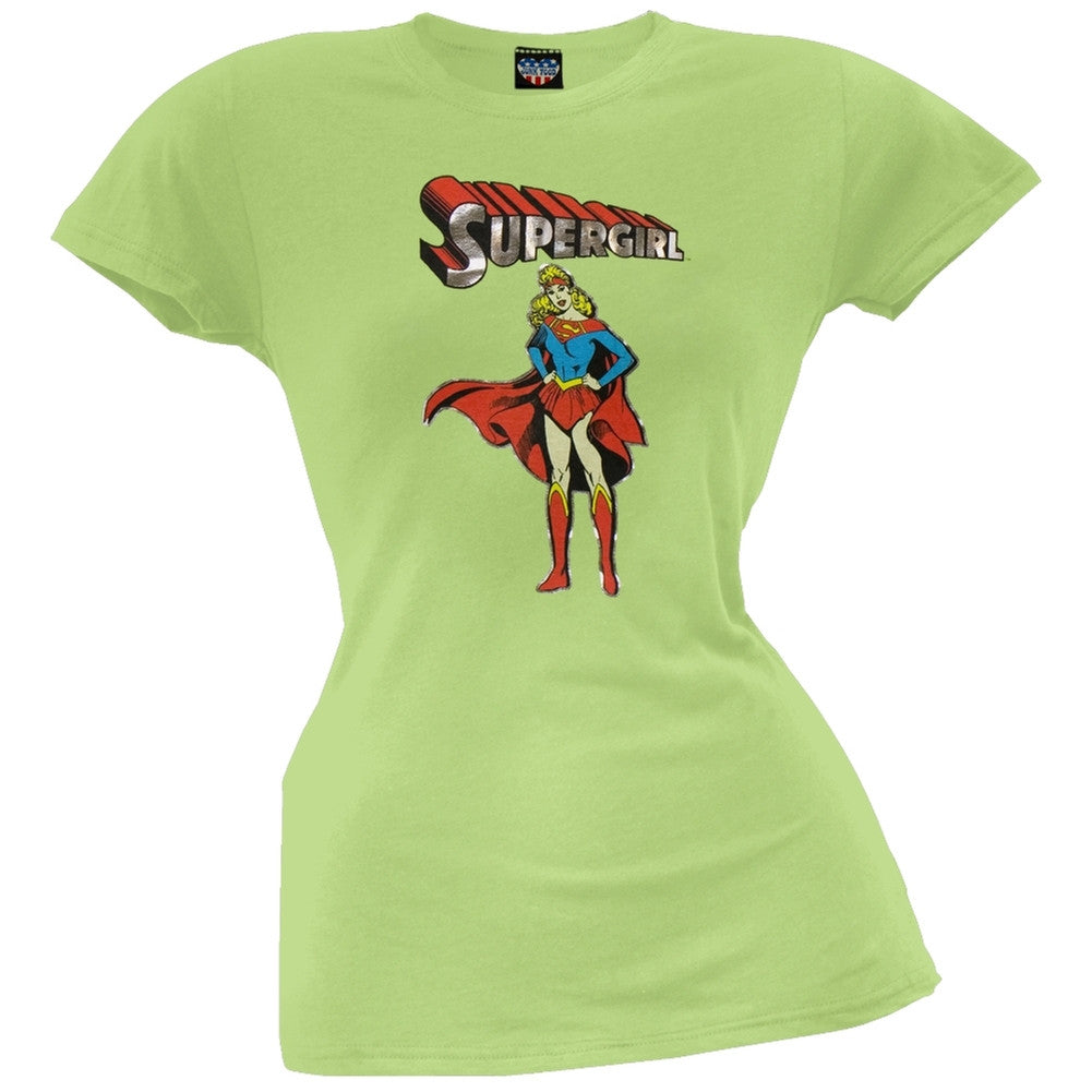 Supergirl - Standing Ladies T-Shirt Juniors T-Shirts Supergirl XL Light Green 