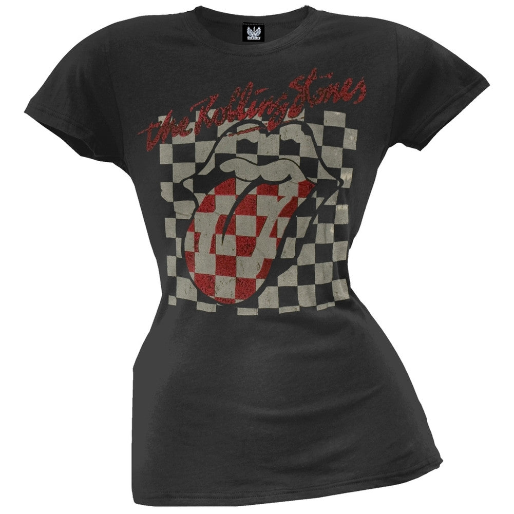 Rolling Stones - Checkers Juniors T-Shirt Juniors T-Shirts Rolling Stones SM Black