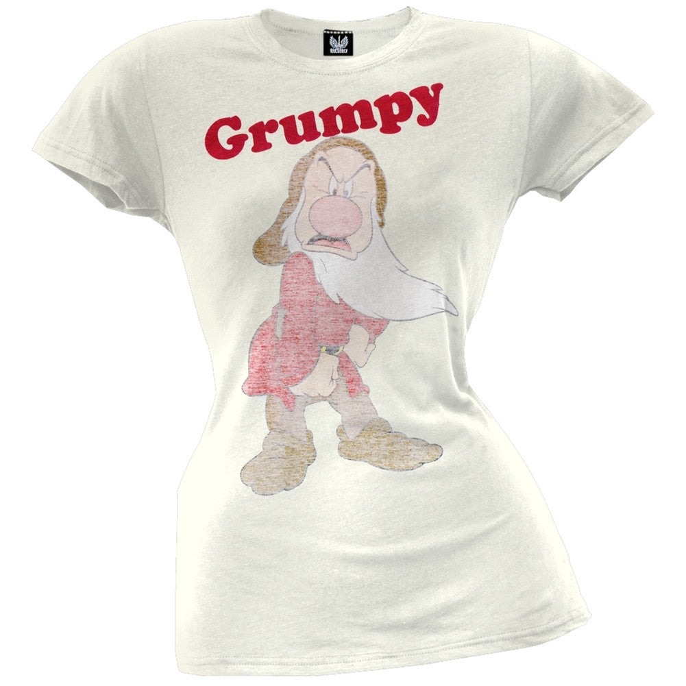 Snow White - Grumpy Reverse Print Juniors T-Shirt Juniors T-Shirts Snow White SM Off-White 