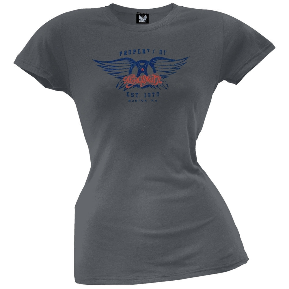 Aerosmith - Property Of Juniors T-Shirt Juniors T-Shirts Aerosmith SM Grey 