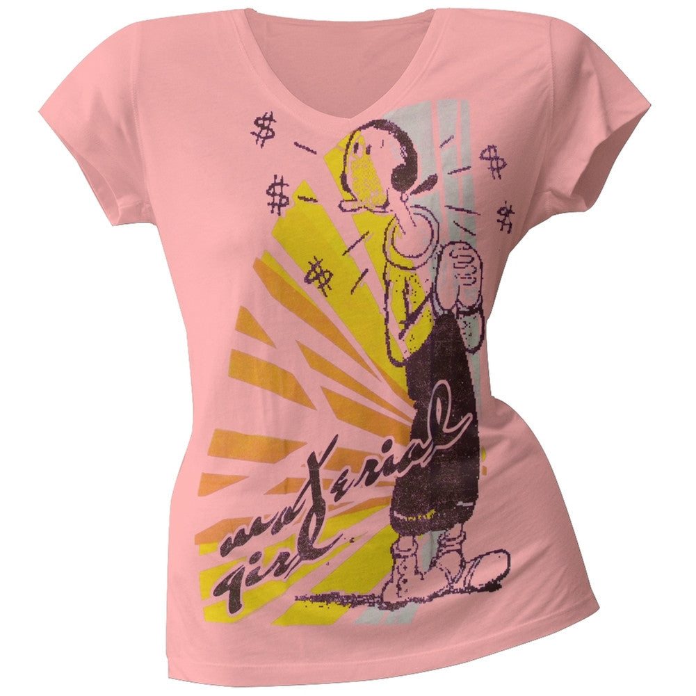 Popeye - Material Girl Juniors T-Shirt Juniors T-Shirts Popeye LG Light Pink