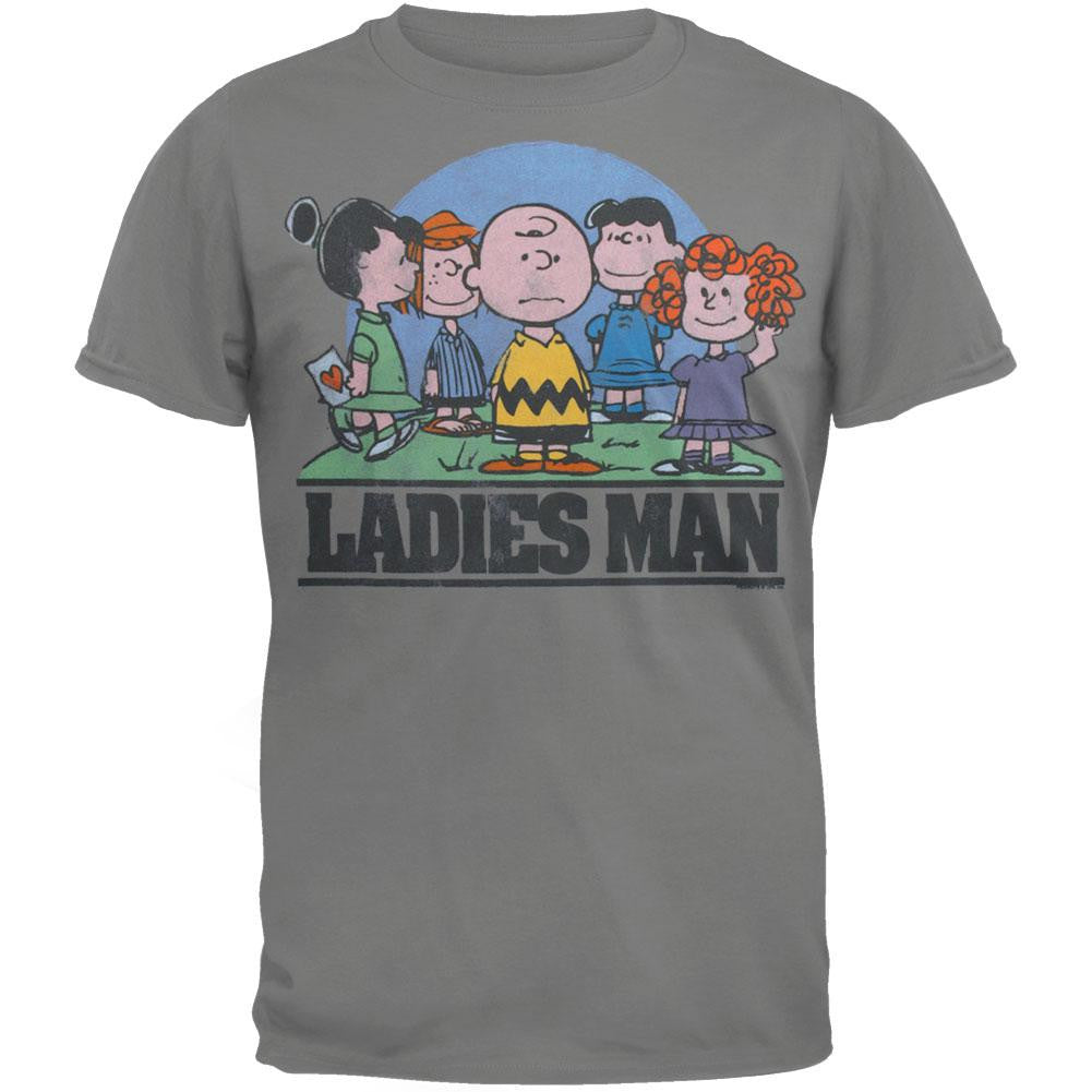 Peanuts - Ladies Man Soft Grey Mens T-Shirt Men's T-Shirts Peanuts SM  