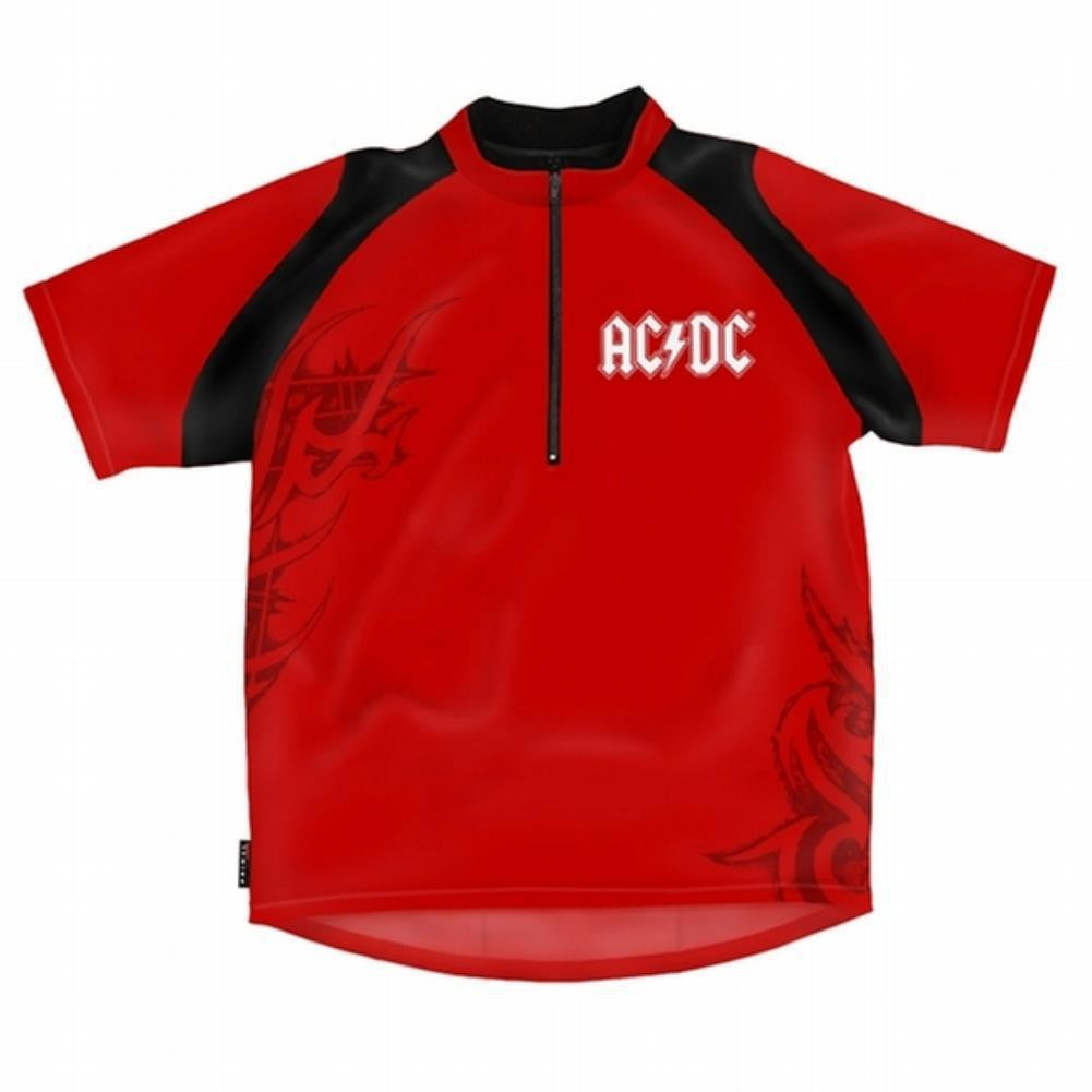 AC/DC - Logo Loose Fit Adult Mens Cycling Jersey Men's Cycling Jerseys AC/DC SM Red 