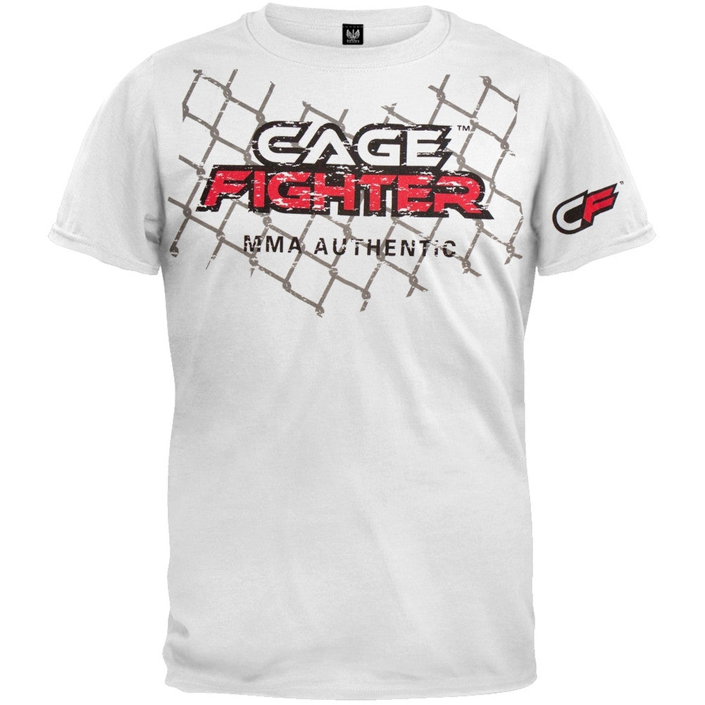 Cage Fighter - White Small Cage T-Shirt Men's T-Shirts Cage Fighter LG White 