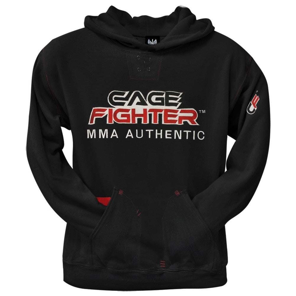 Cage Fighter - Logo 3 Pocket Hooded Sweatshirt Men's Hoodies Cage Fighter LG Black 