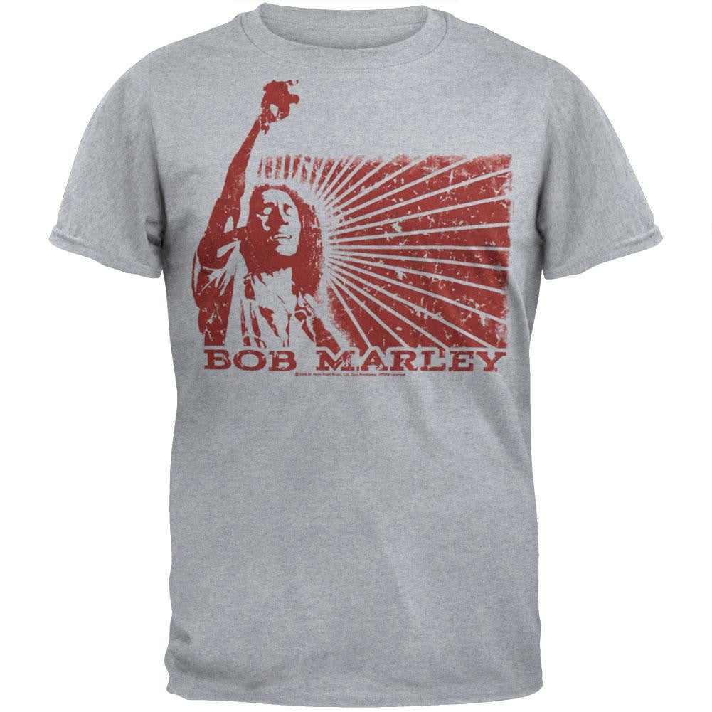 Bob Marley - Rise Up Soft T-Shirt Men's T-Shirts Bob Marley SM Grey 