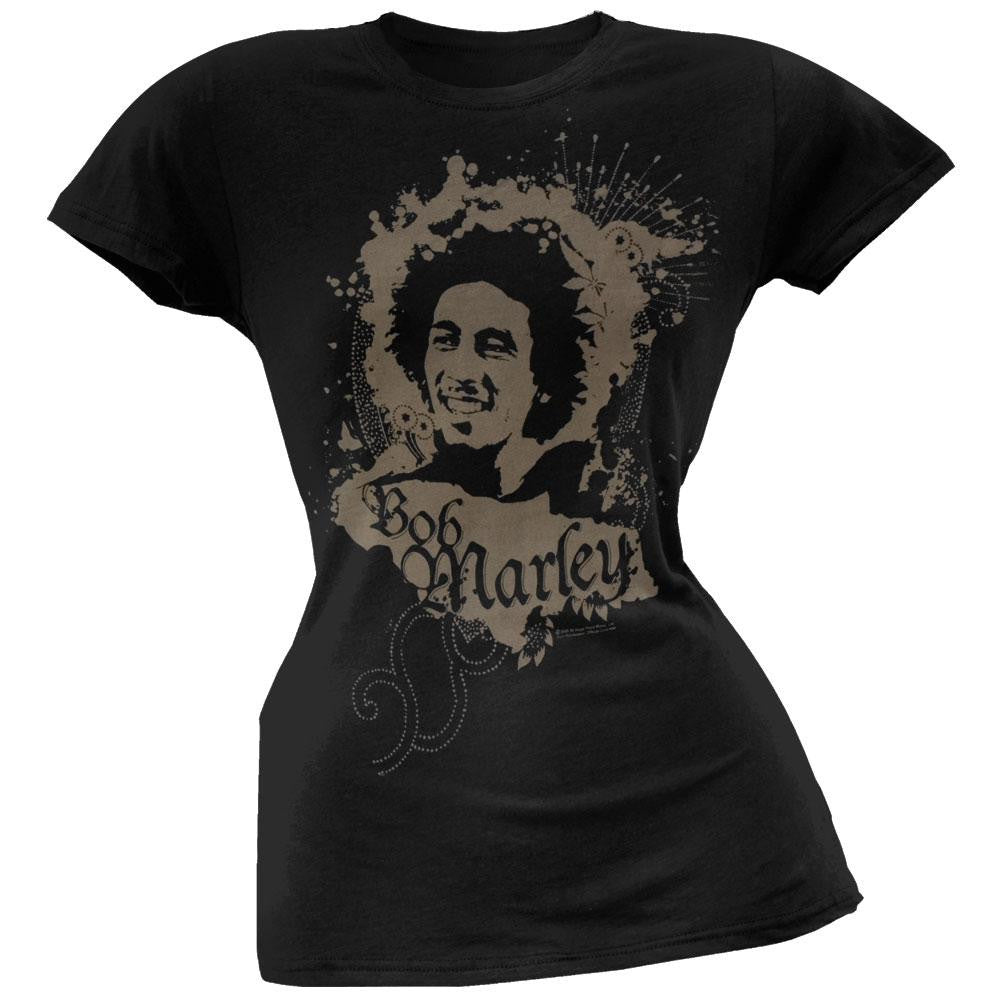 Bob Marley - Ink Blot Juniors T-Shirt Juniors T-Shirts Bob Marley SM Black