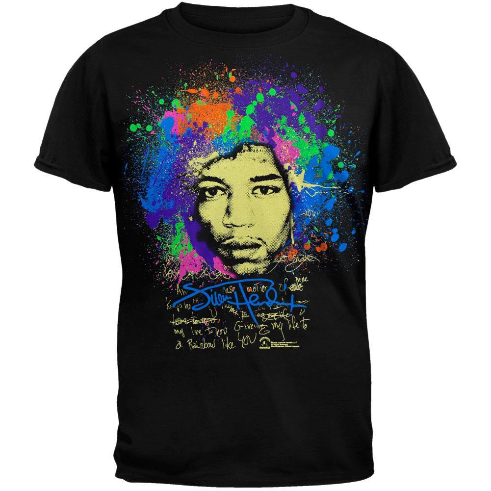 Jimi Hendrix - Rainbow Black T-Shirt Men's T-Shirts Jimi Hendrix SM Black 