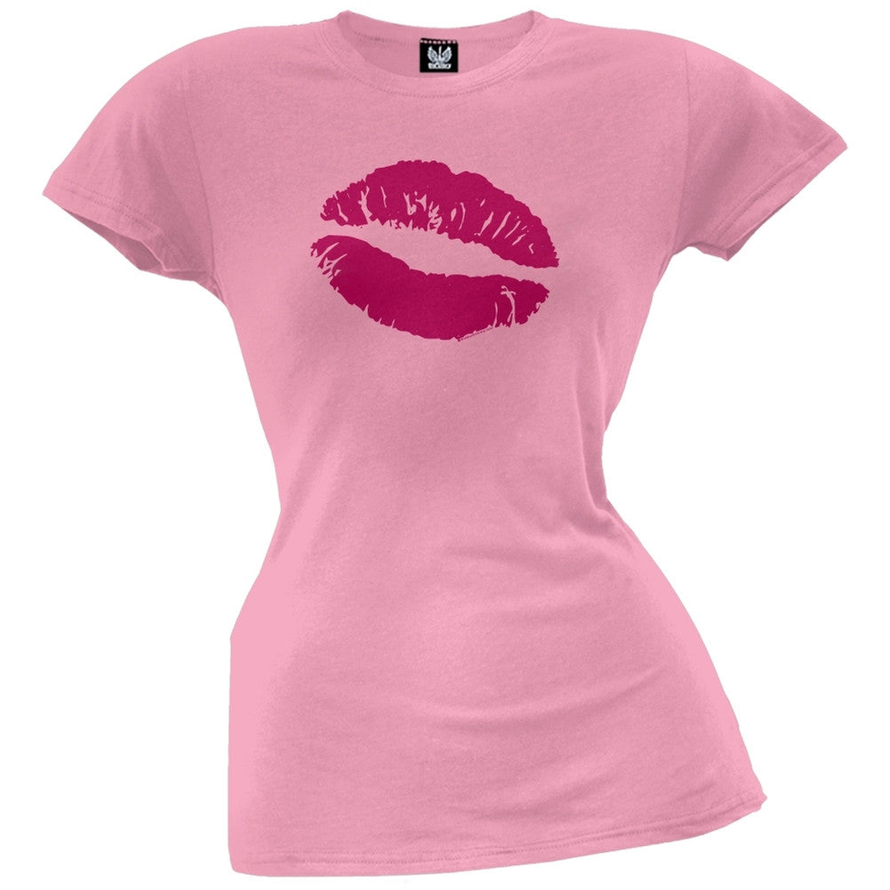 Lips Juniors T-Shirt Juniors T-Shirts Old Glory LG Pink 