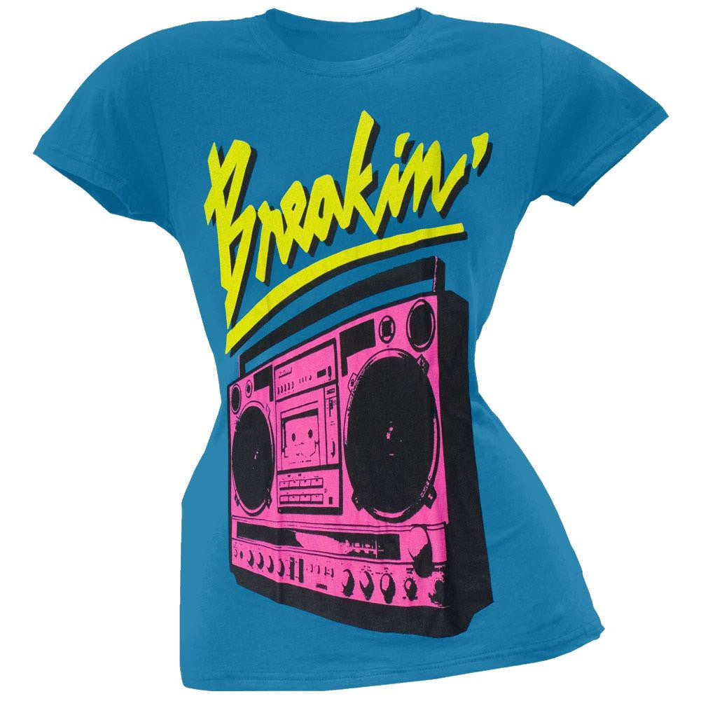 Breakin - Boombox Juniors T-Shirt Juniors T-Shirts Old Glory SM Blue