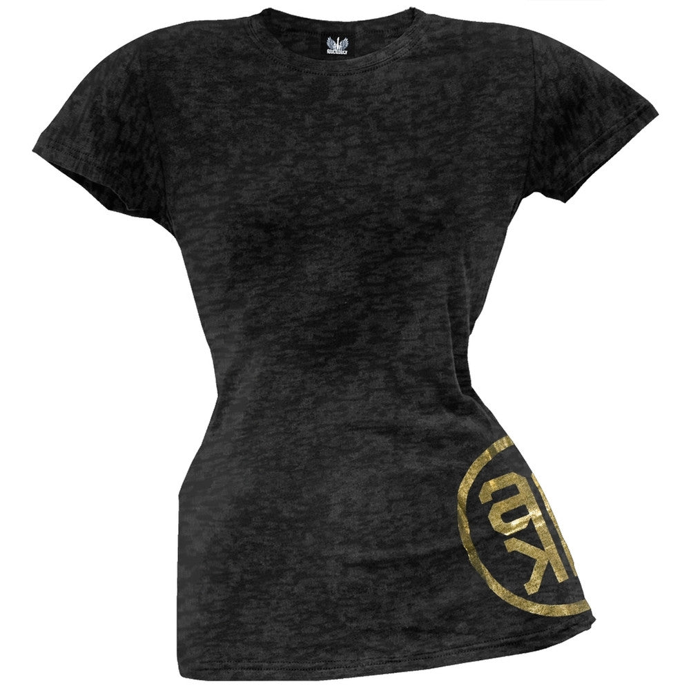 Alicia Keys - Side Logo Black Long Cut Juniors T-Shirt Juniors T-Shirts Alicia Keys SM Black 