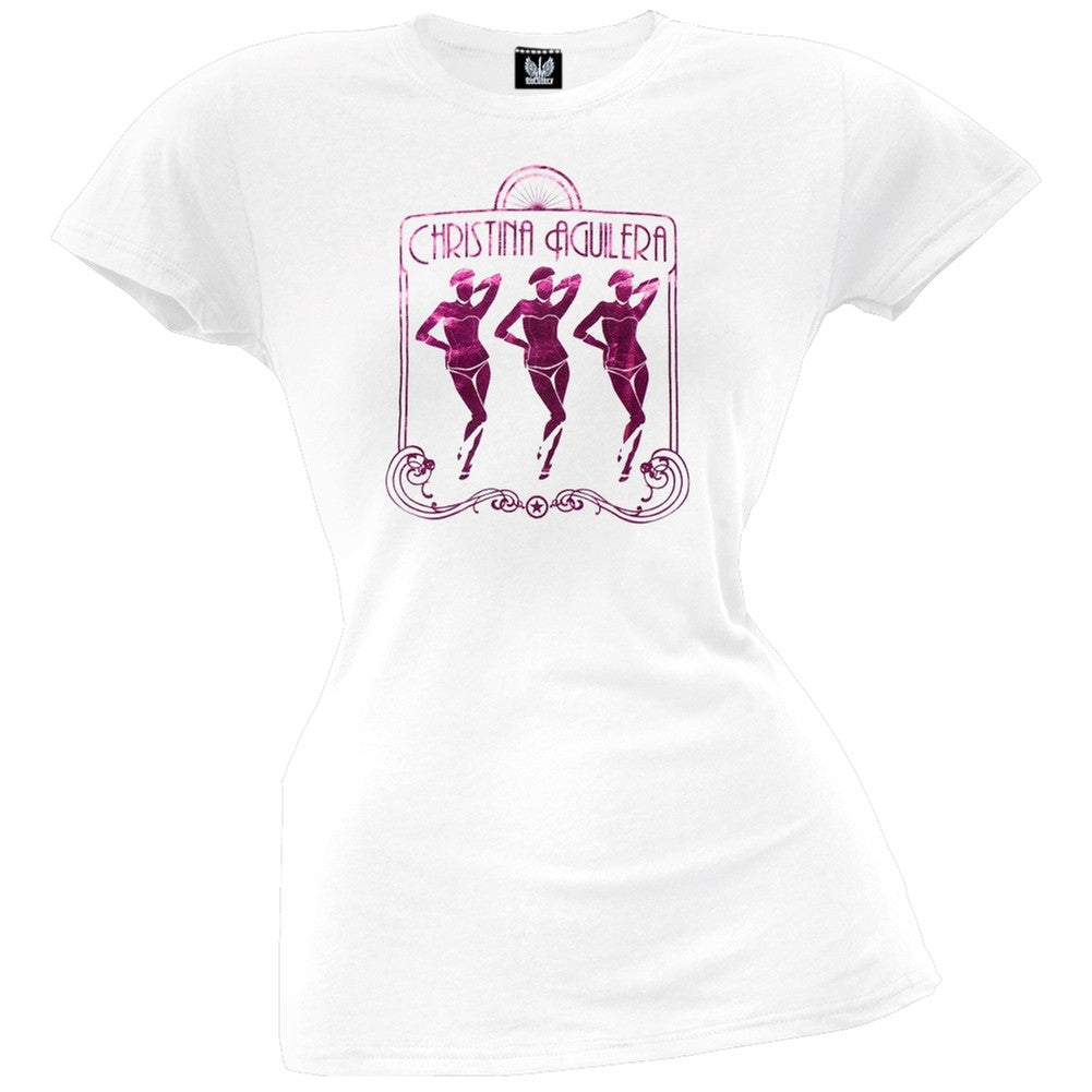 Christina Aguilera - Pink Foil Juniors T-Shirt Juniors T-Shirts Christina Aguilera LG White