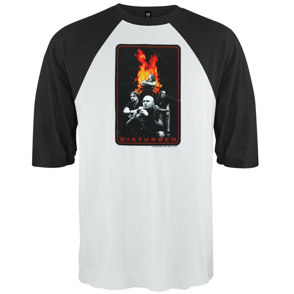 Disturbed - Fireball 3/4 Sleeve Men's Raglans Disturbed LG White 