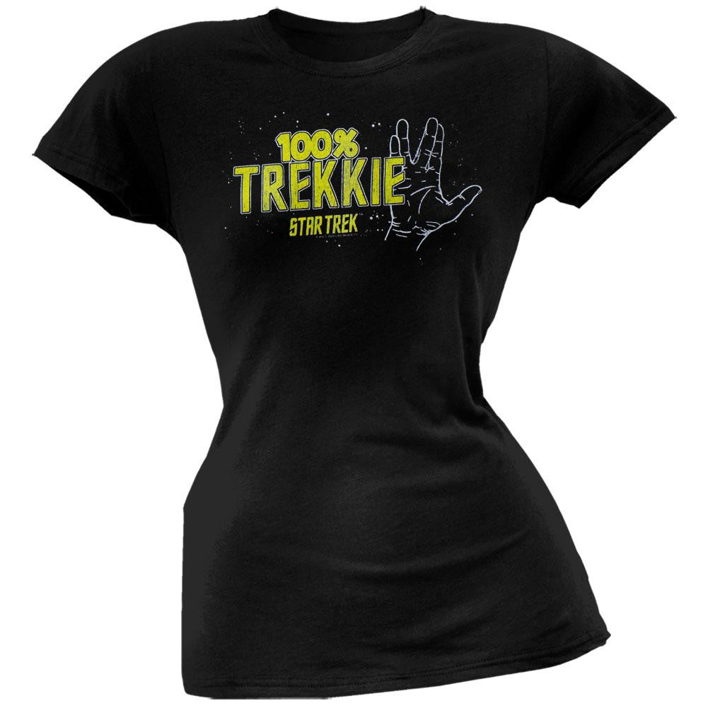 Star Trek - 100% Trekkie Juniors T-Shirt Juniors T-Shirts Star Trek SM Black