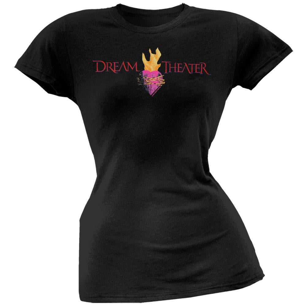 Dream Theater - Flaming Heart Juniors T-Shirt Juniors T-Shirts Dream Theater LG Black 