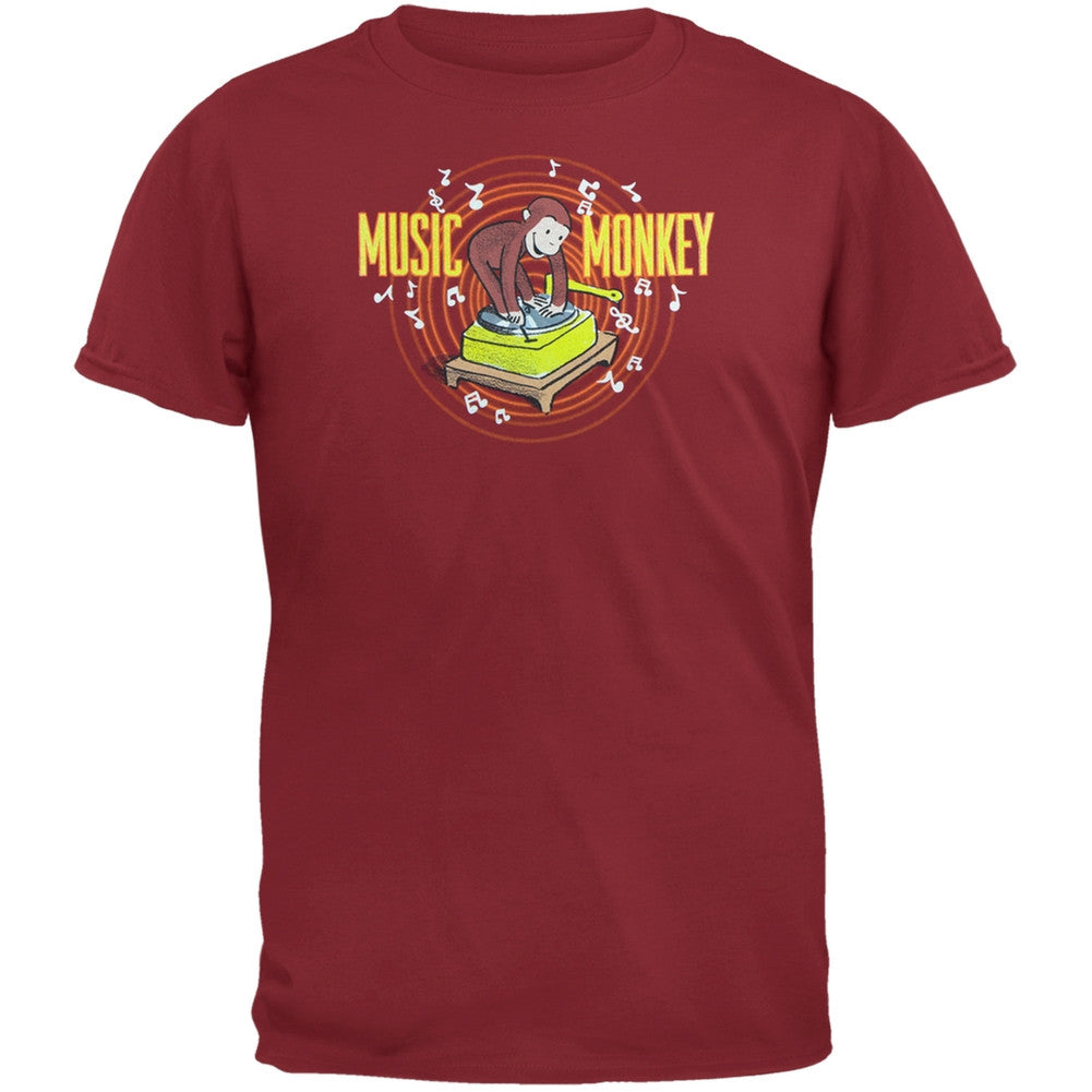 Curious George - Music Monkey Youth T-Shirt Youth T-Shirts Curious George LG Maroon 