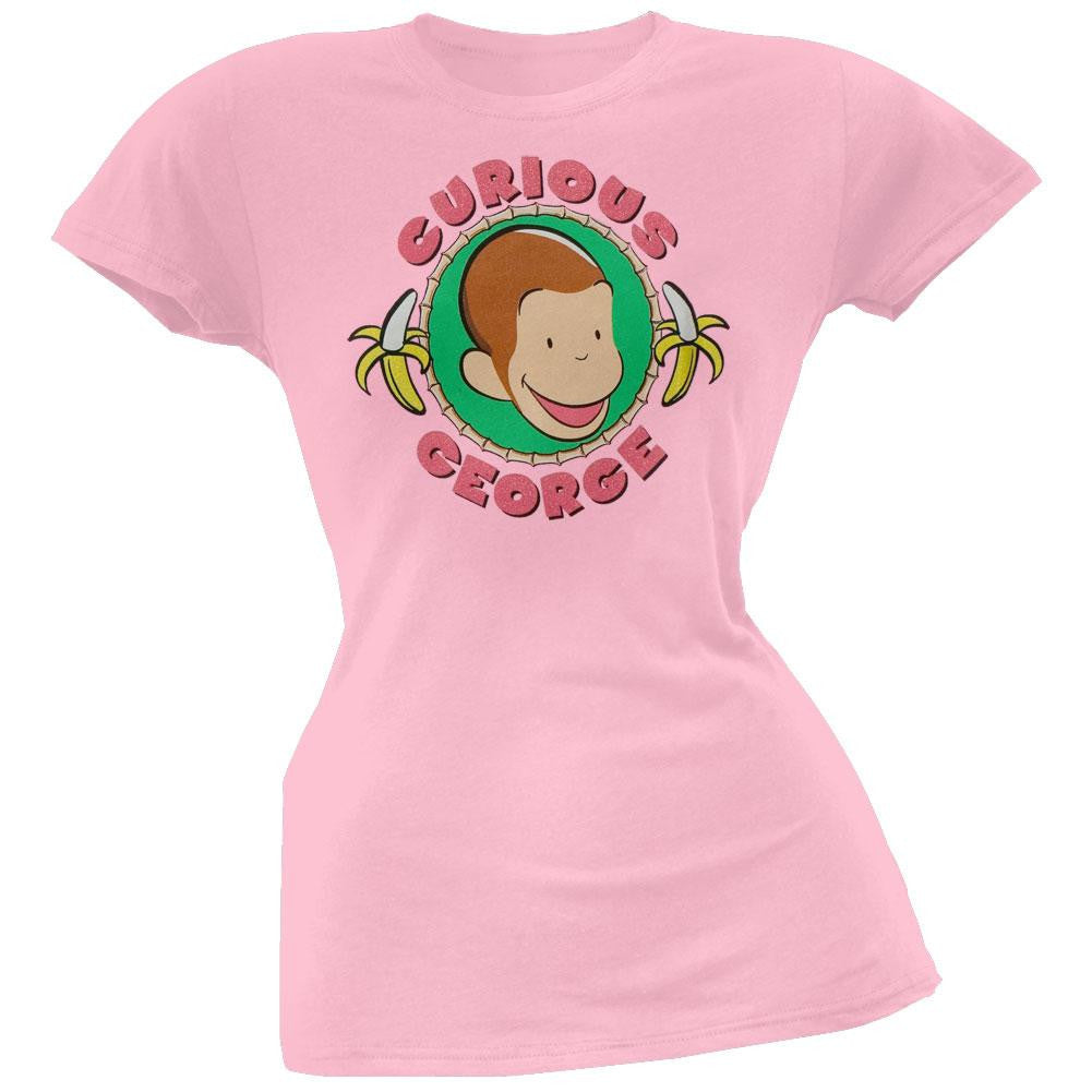 Curious George - Banana Head Juniors T-Shirt Juniors T-Shirts Curious George SM Pink