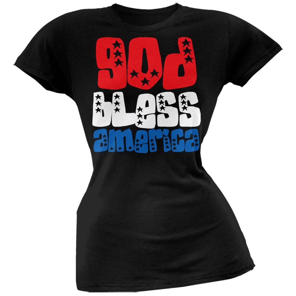 God Bless America Black Juniors T-Shirt Juniors T-Shirts Old Glory LG Black 