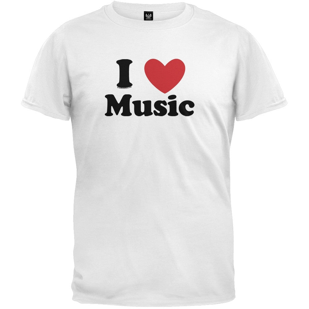 I Heart Music T-Shirt Men's T-Shirts Old Glory SM White 