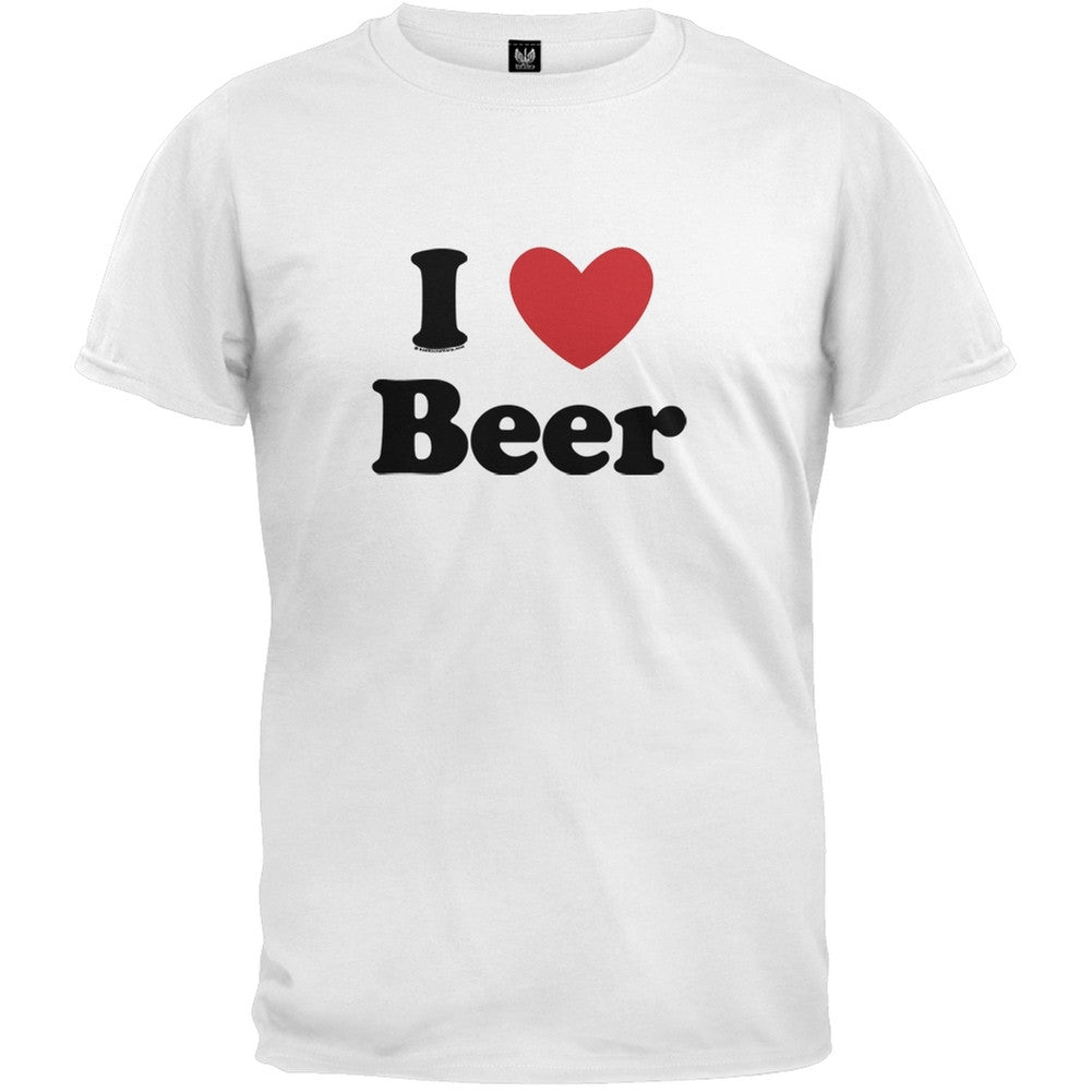 I Heart Beer T-Shirt Men's T-Shirts Old Glory SM White 