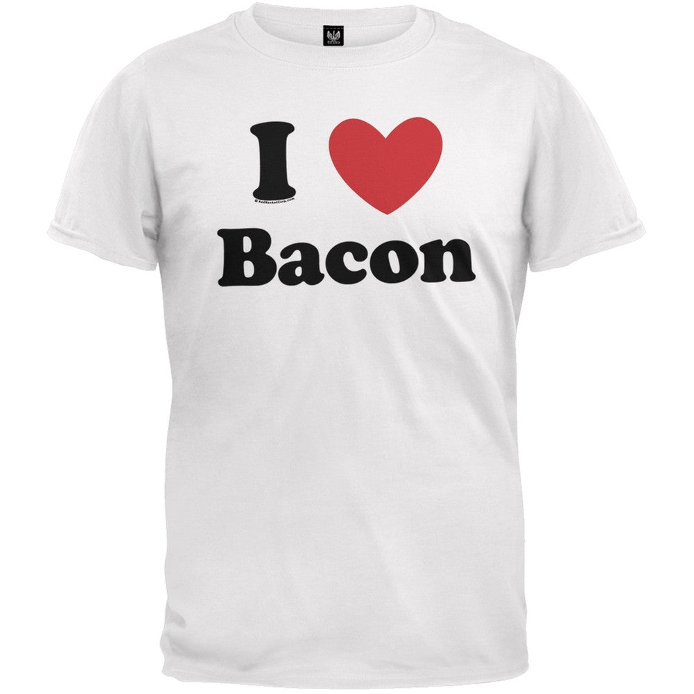 I Heart Bacon T-Shirt Men's T-Shirts Old Glory 2XL White 