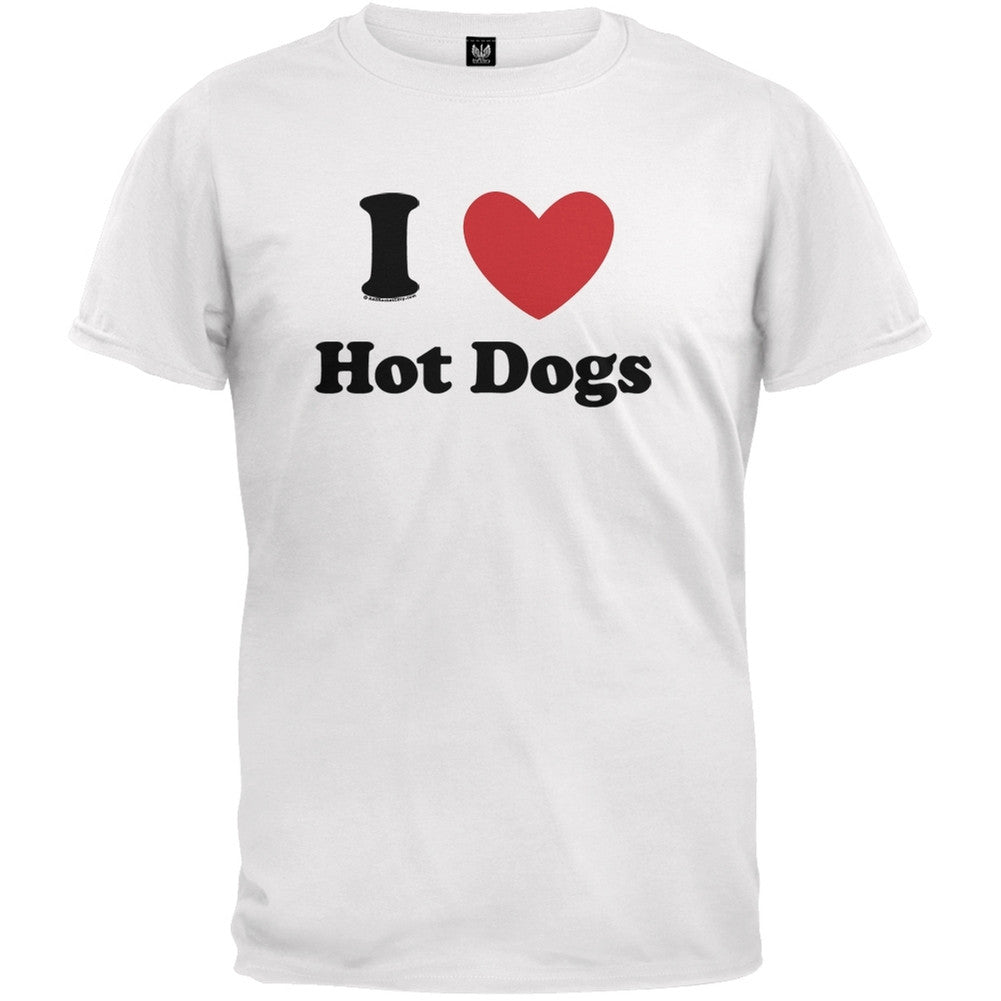 I Heart Hot Dogs T-Shirt Men's T-Shirts Old Glory 2XL White 