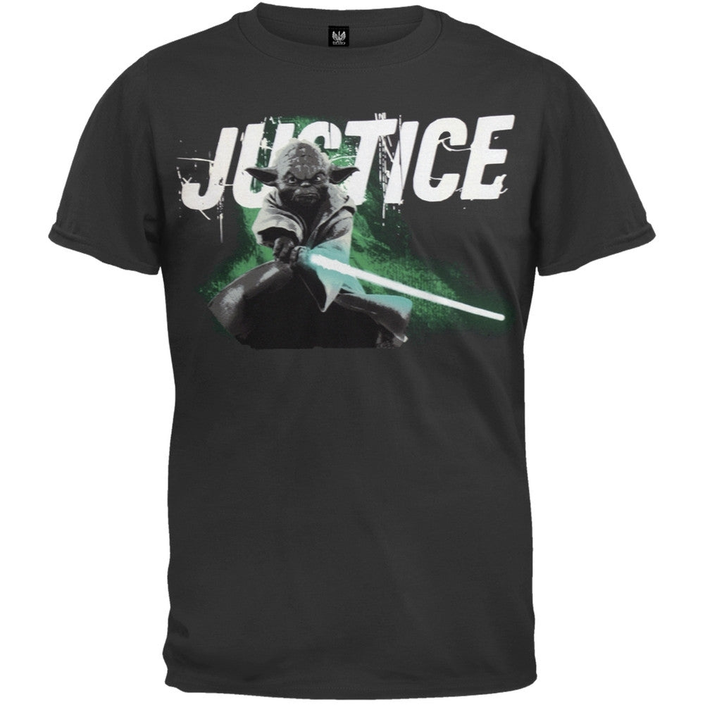 Star Wars - Justice Yoda Gel Print Dark Grey Youth T-Shirt Youth T-Shirts Star Wars MD Grey