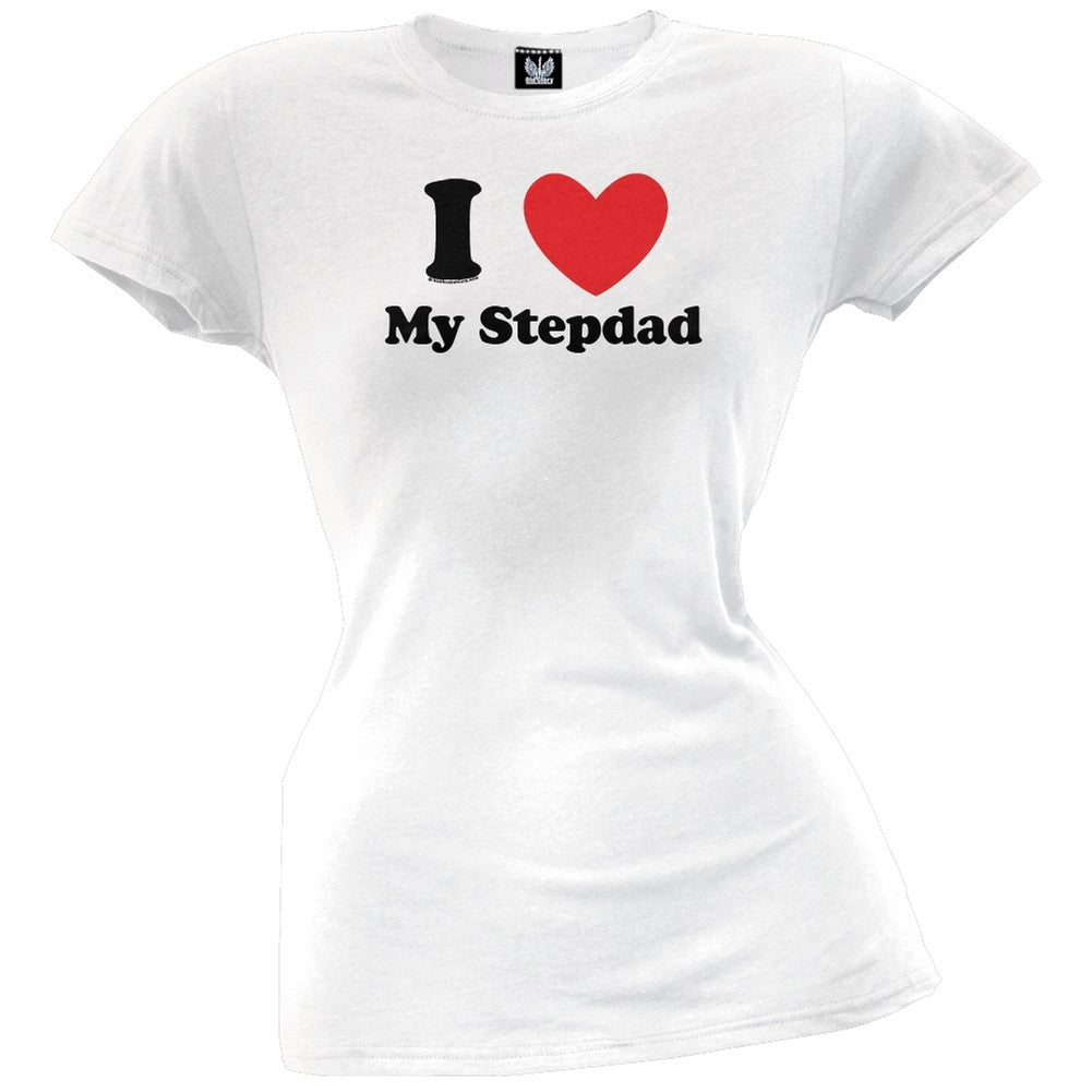 I Heart My Stepdad Juniors T-Shirt Juniors T-Shirts Old Glory LG White 