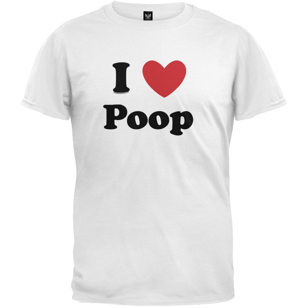 I Heart Poop T-Shirt Men's T-Shirts Old Glory 2XL White 