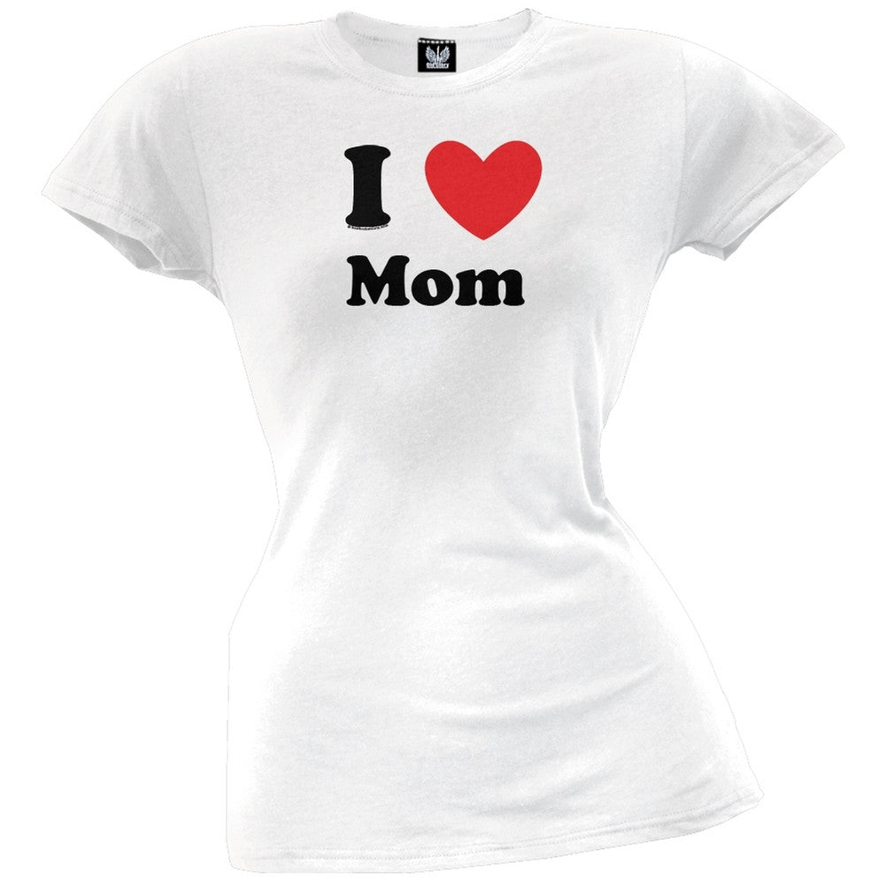 I Heart Mom Juniors T-Shirt Juniors T-Shirts Old Glory LG White 