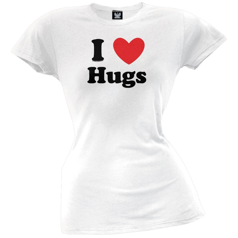 I Heart Hugs Juniors T-Shirt Juniors T-Shirts Old Glory LG White 