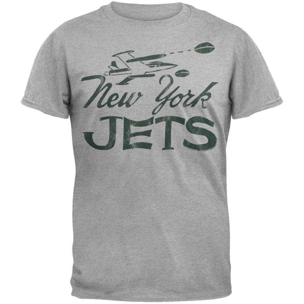 New York Jets - Plane Logo Soft T-Shirt Men's T-Shirts New York Jets LG Grey 