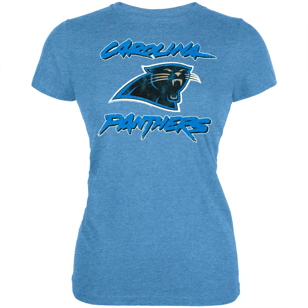 Carolina Panthers - Distressed Logo Juniors T-Shirt Juniors T-Shirts Carolina Panthers MD Blue 