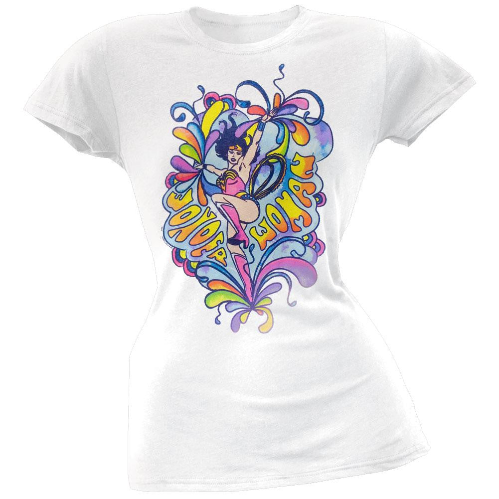 Wonder Woman - Psychedelic Juniors T-Shirt Juniors T-Shirts Wonder Woman LG White 