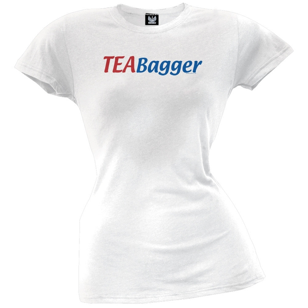 Tea Bagger White Juniors T-Shirt Juniors T-Shirts Old Glory LG White 