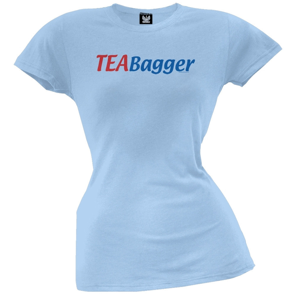 Tea Bagger Light Blue Juniors T-Shirt Juniors T-Shirts Old Glory LG Blue 