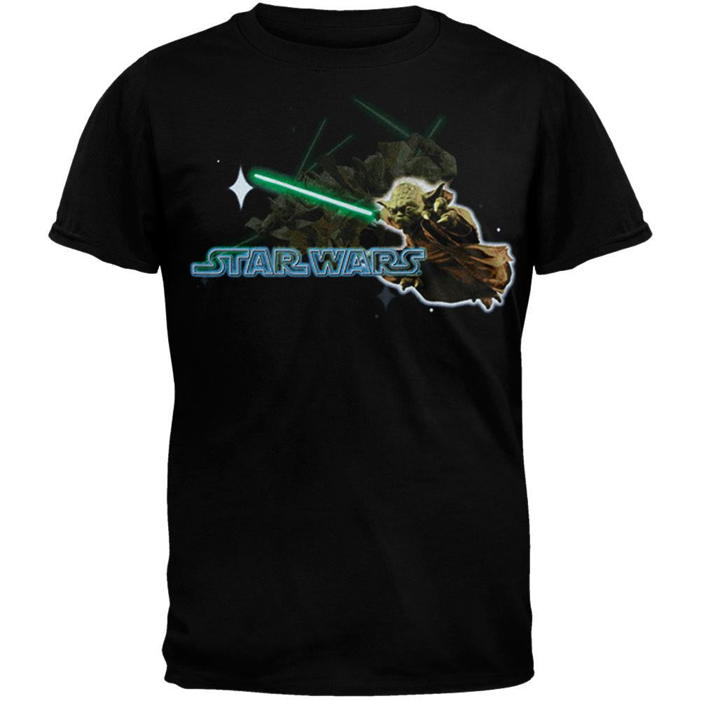 Star Wars - Glowing Yoda Youth T-Shirt Youth T-Shirts Star Wars LG Black 