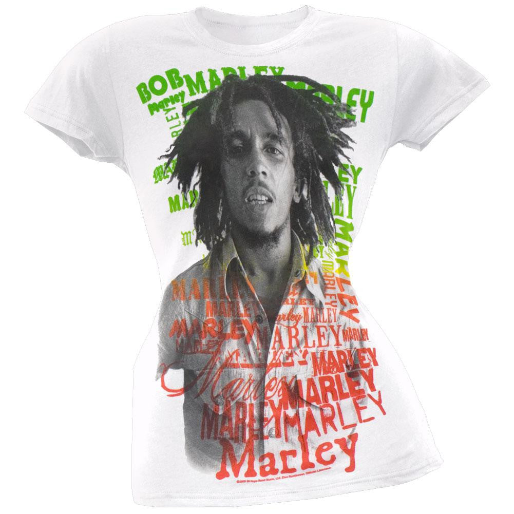 Bob Marley - Sepia Rasta Juniors T-Shirt Juniors T-Shirts Bob Marley SM White 