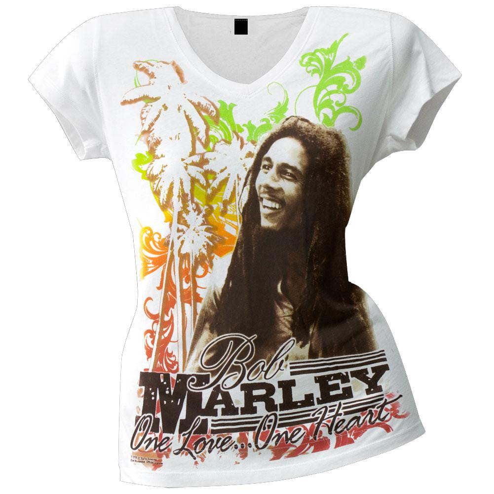 Bob Marley - Soul Juniors V-Neck T-Shirt Juniors T-Shirts Bob Marley SM White 