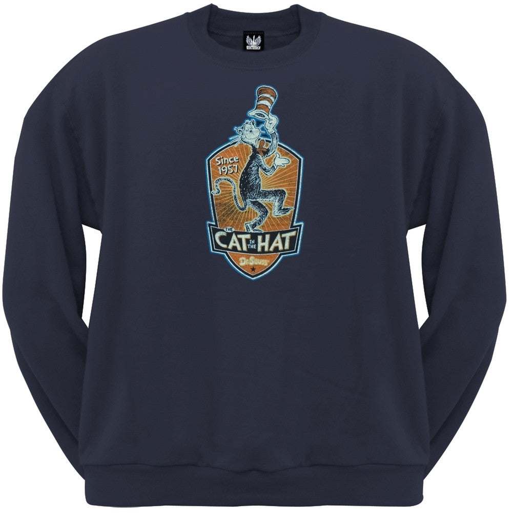 Dr. Seuss - Cat's Meow Crew Neck Sweatshirt Men's Sweatshirts Dr. Seuss SM Dark Blue 
