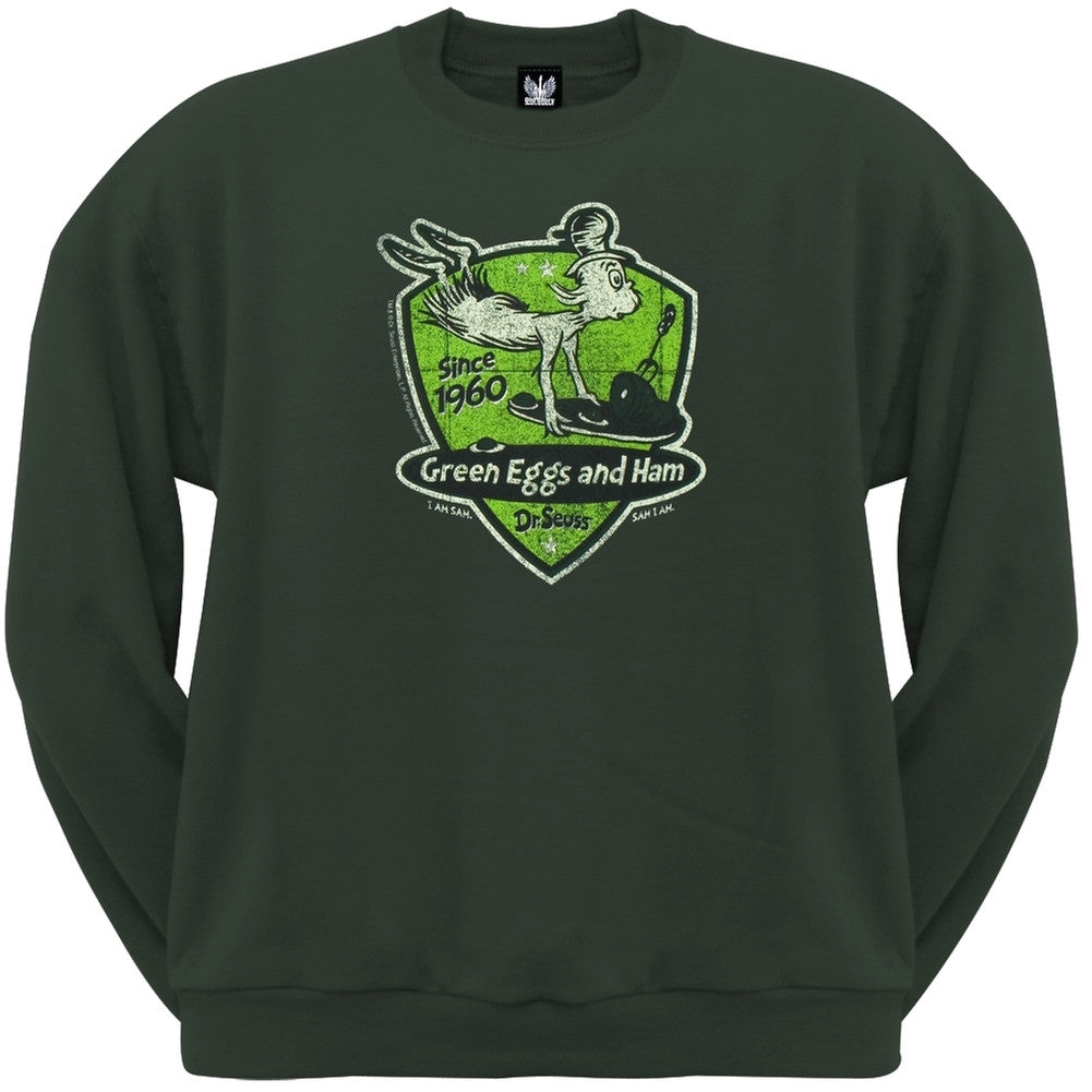 Dr. Seuss - Sams Badge Crew Neck Sweatshirt Men's Sweatshirts Dr. Seuss SM Dark Green 