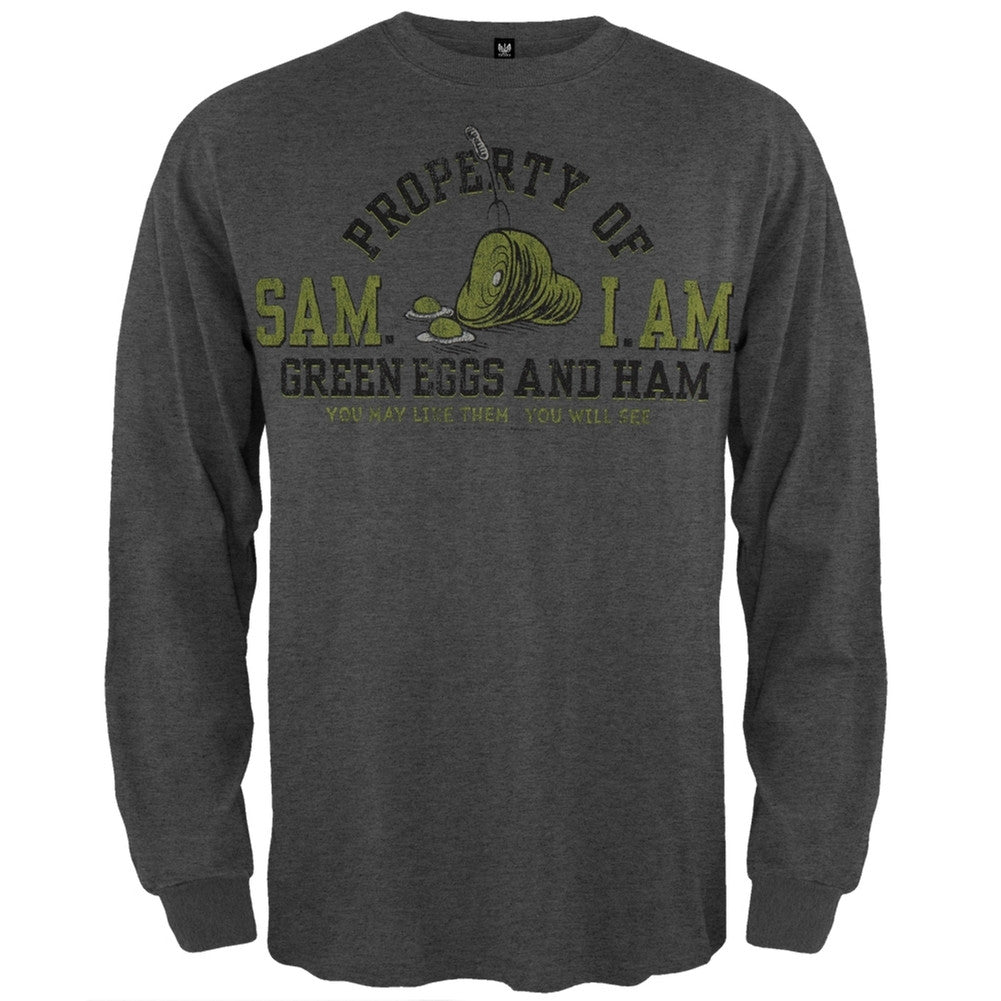 Dr. Seuss - Green Eggs Long Sleeve T-Shirt Men's Long Sleeves Dr. Seuss SM Grey 