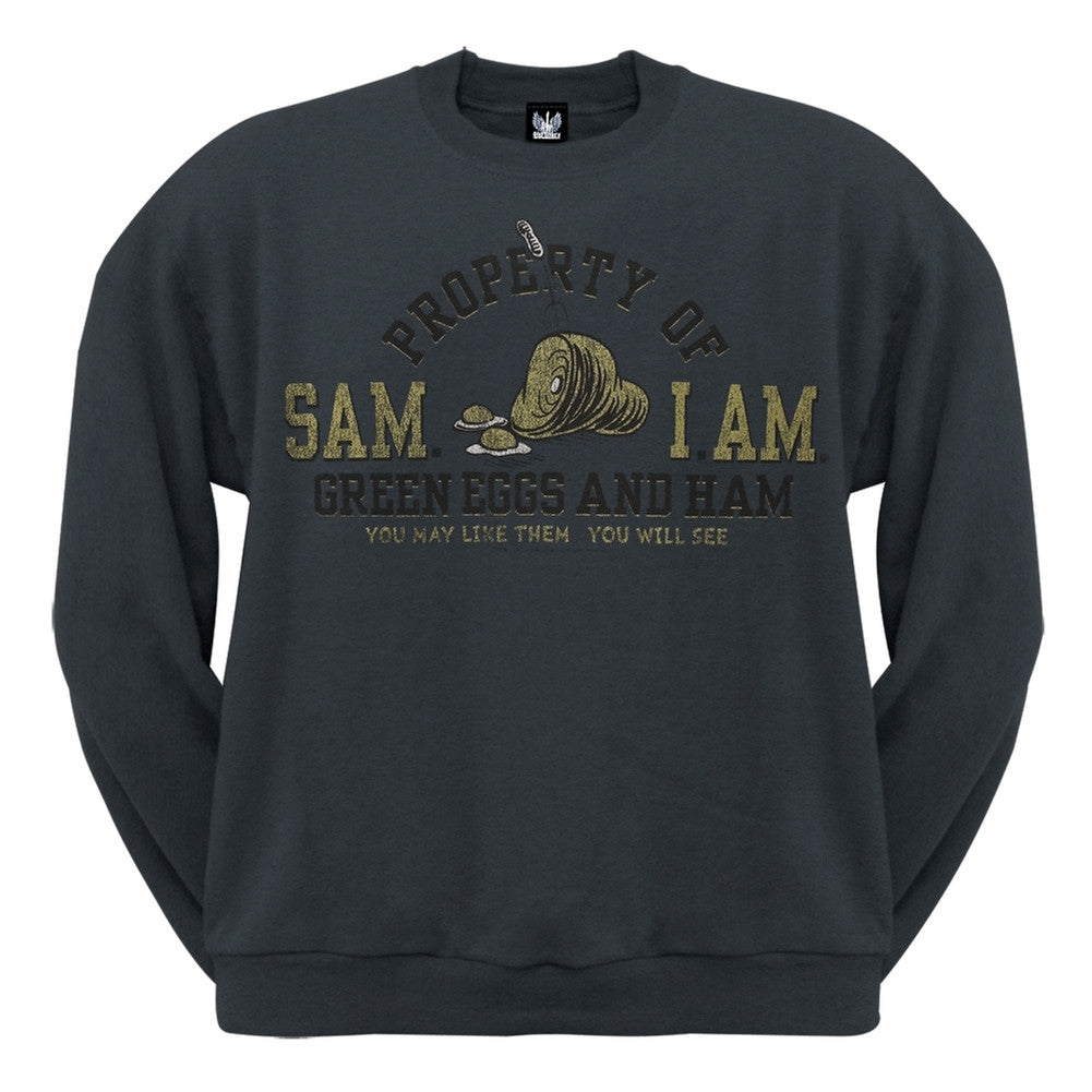 Dr. Seuss - Green Eggs Crew Neck Sweatshirt Men's Sweatshirts Dr. Seuss SM Grey 