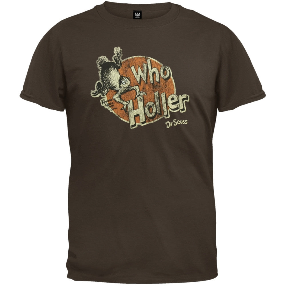 Dr. Seuss - Who Holler T-Shirt Men's T-Shirts Dr. Seuss SM Brown 