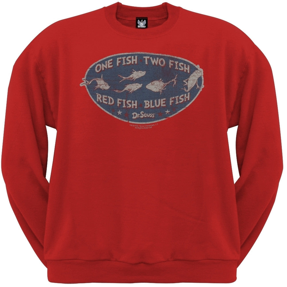 Dr. Seuss - Catch Of The Day Crew Neck Sweatshirt Men's Sweatshirts Dr. Seuss SM Maroon 