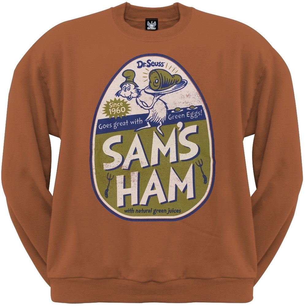 Dr. Seuss Sam's Ham Mens Crewneck Sweatshirt Men's Sweatshirts Dr. Seuss SM Orange 