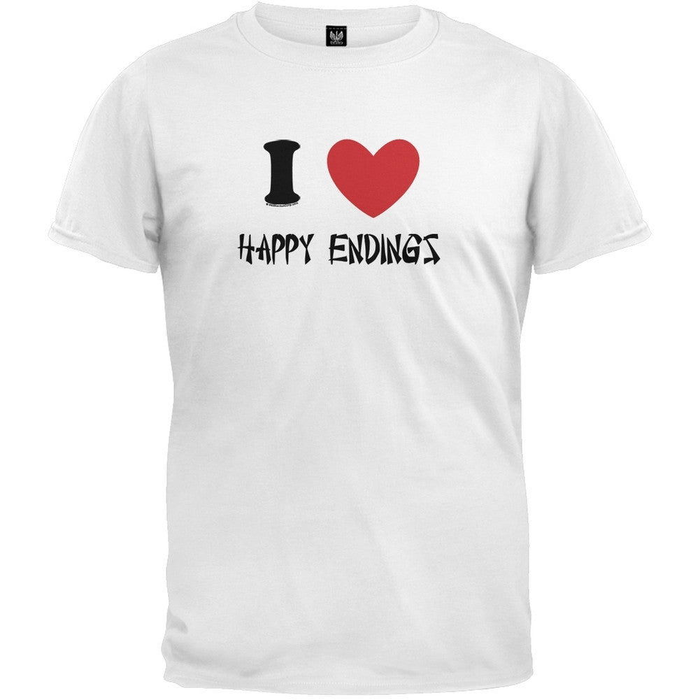 I Heart Happy Endings T-Shirt Men's T-Shirts Old Glory 2XL White 