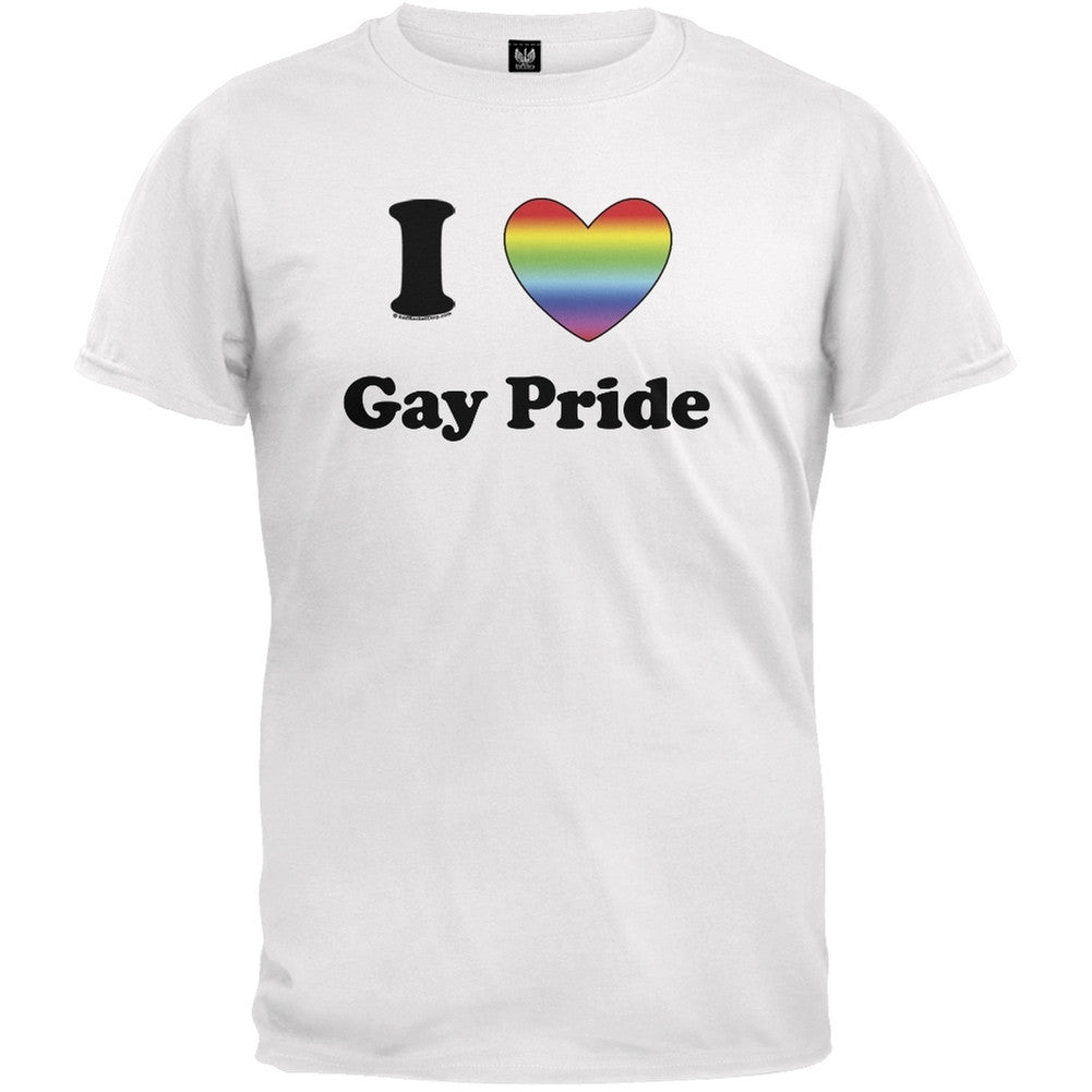 I Heart Gay Pride T-Shirt Men's T-Shirts Old Glory 2XL White 