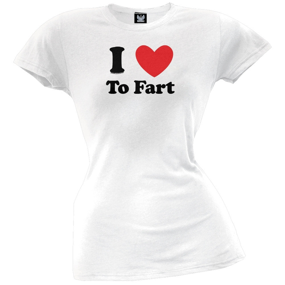 I Heart To Fart Juniors T-Shirt Juniors T-Shirts Old Glory LG White 